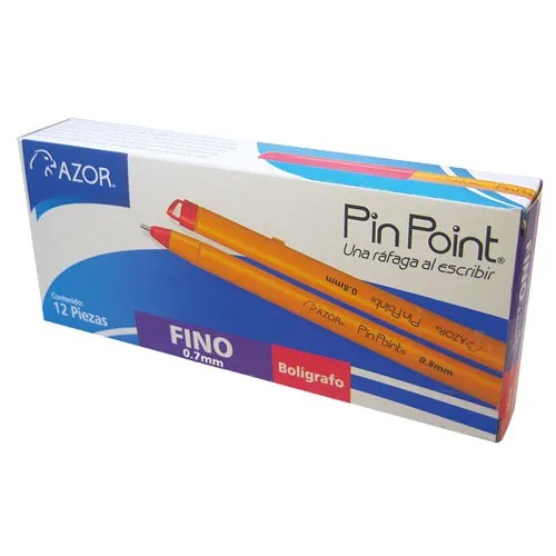 [VKS-08350013] Caja de Bolígrafos Azor Pin Point Rojo - Punto Fino 0.8mm (12 Pzas)