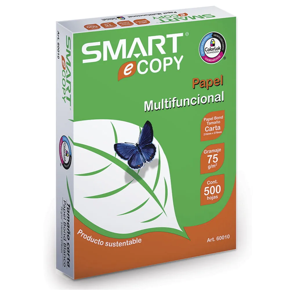 Papel Bond Tamaño Carta Smart eCopy (500 Hojas) - 75g/m2