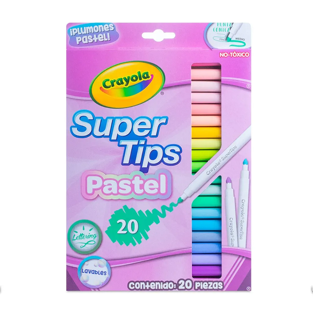Plumones Crayola Super Tips Pastel (20 Piezas)