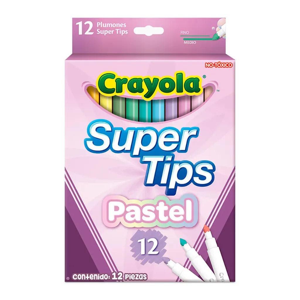 Plumones Crayola Super Tips Pastel (12 Piezas)