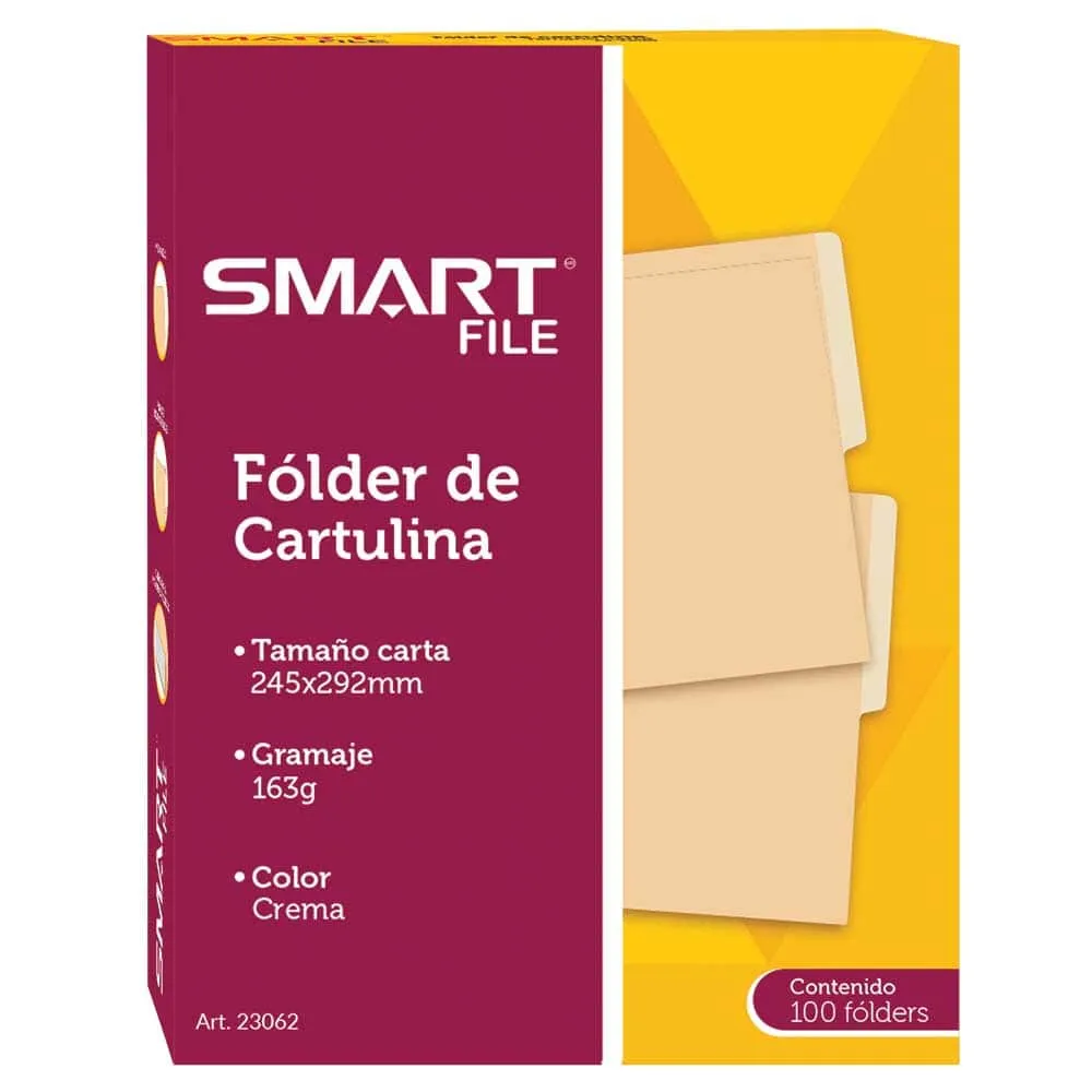[VKS-06830021] Folder de Cartulina Tamaño Carta Crema Caja con 100 Piezas