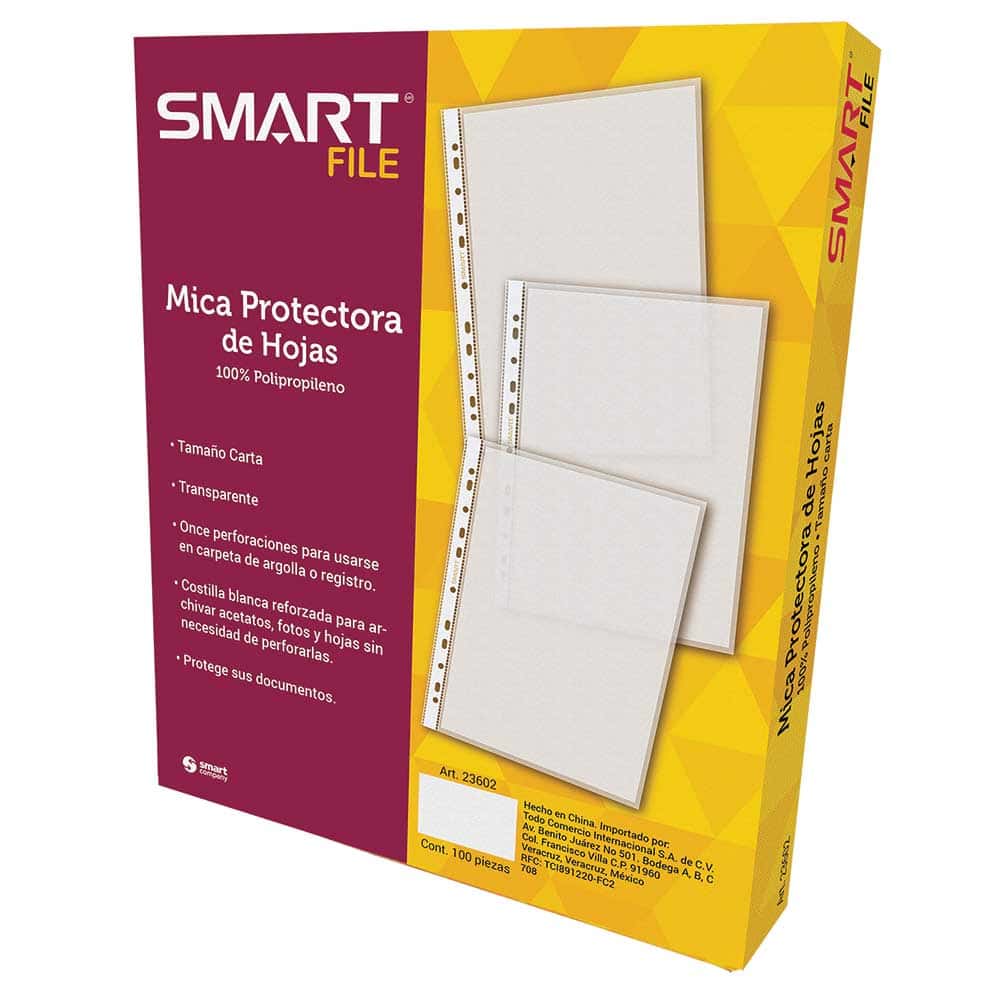 [VKS-07080072] Mica Transparente Tamaño Carta Paquete con 100 Piezas Smart
