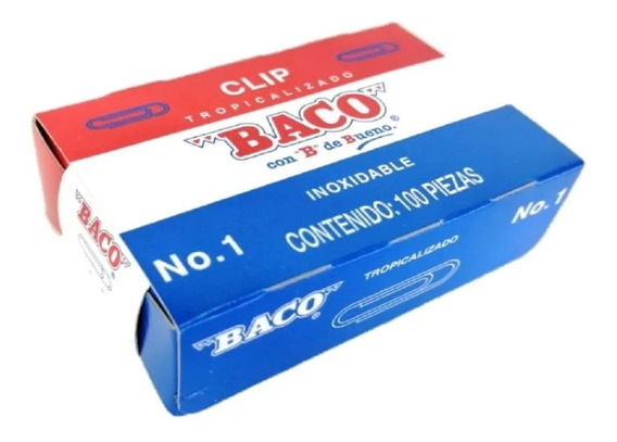 [VKS-00140415] Clip Tropicalizado Redondo Número 1 Caja con 100 Piezas Baco