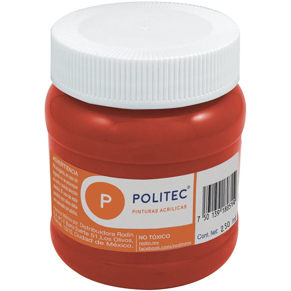 Pintura Acrílica Politec Rojo Carmín 250 ml